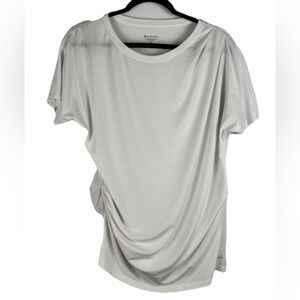 ATHLETA Women's Size Medium White Essence Pleated Tee Style Short Sleeve